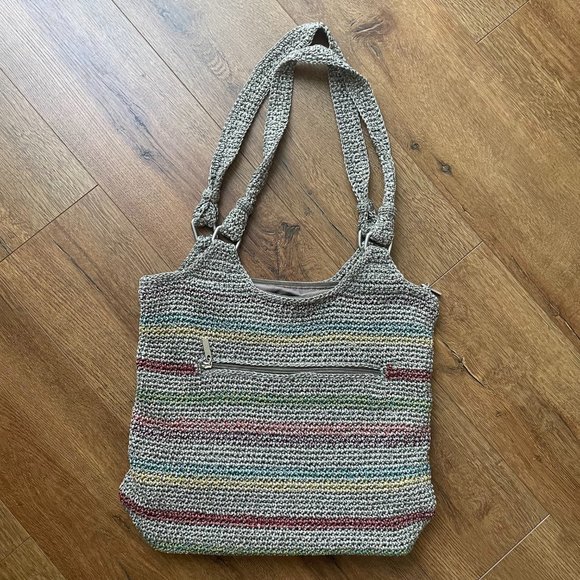 The Sak Bag Mutlicolor Stripe Woven Crochet Shoulder Bag Zip Closure Purse Bag - Picture 10 of 12